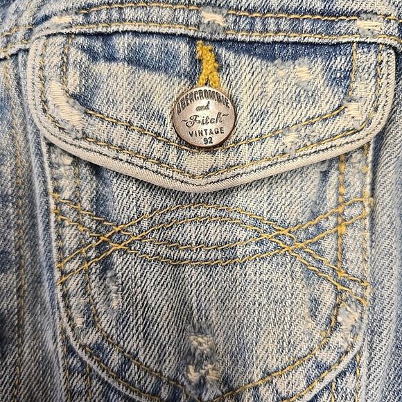 Vtg Abercrombie & Fitch Womens Denim Trucker Jacket Sz M Distressed Y2K Cropped - Picture 5 of 11